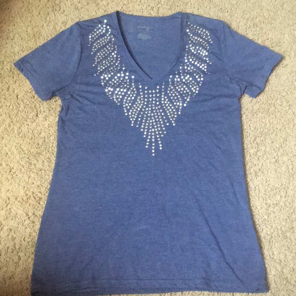 Women's Soft Navy Embellished Tshirt (size XL)